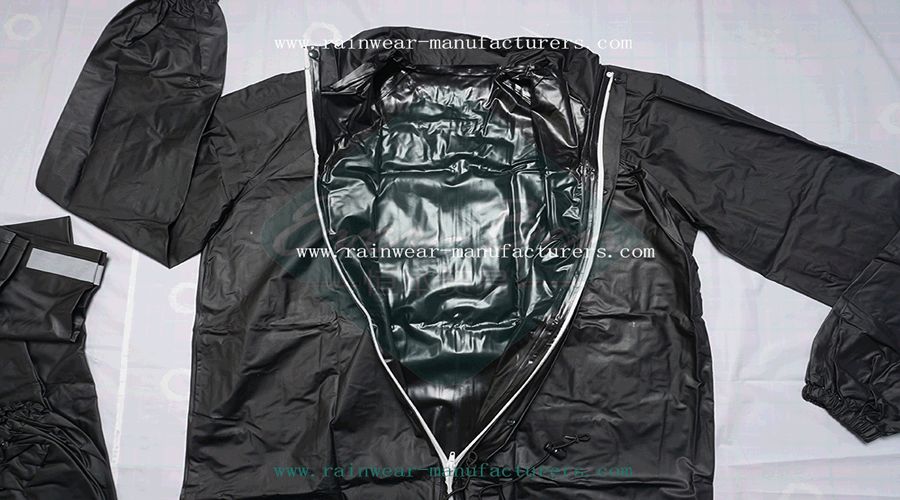 Black PVC Mens Rain Suit|Heavy Duty Rain Gear|Black PVC Raincoat|Plastic Rain Jacket